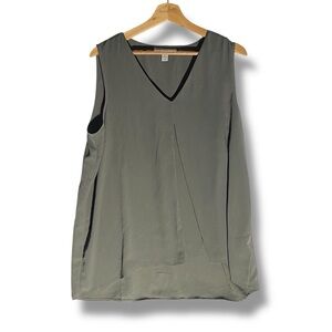 Fever Gray Sleeveless Lined Split-Front Tank Top